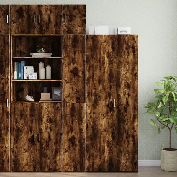 Gossi dulap de depozitare slim, stejar fumuriu, 30x42,5x225 cm, lemn