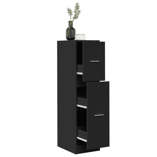 Gossi dulap de farmacie, negru, 30x41x118 cm, lemn prelucrat