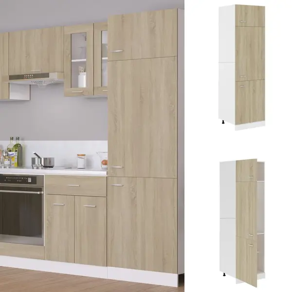 Gossi dulap de frigider, stejar sonoma, 60x57x207 cm, lemn prelucrat