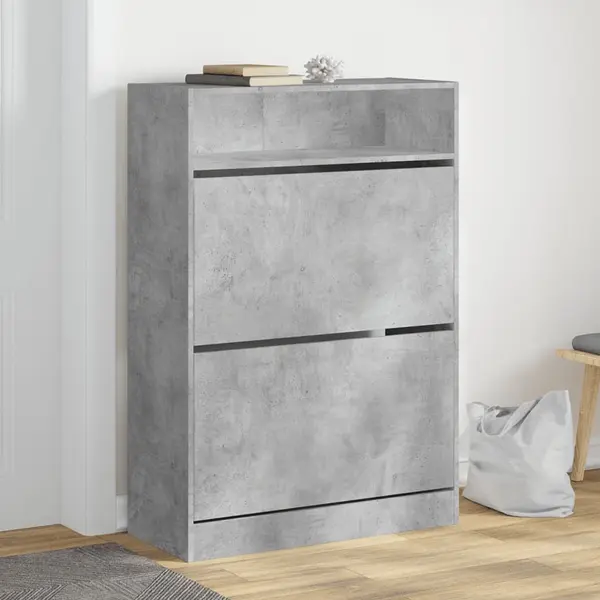 Gossi dulap de pantofi 2 sertare rabatabile, gri beton, 80x34x116 cm
