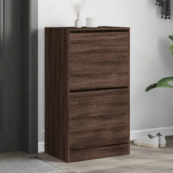 Gossi dulap de pantofi 2 sertare rabatabile, stejar maro, 60x42x108cm