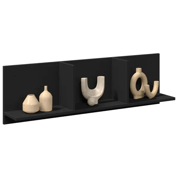 Gossi dulap de perete, 100x16,5x30 cm, negru, lemn prelucrat