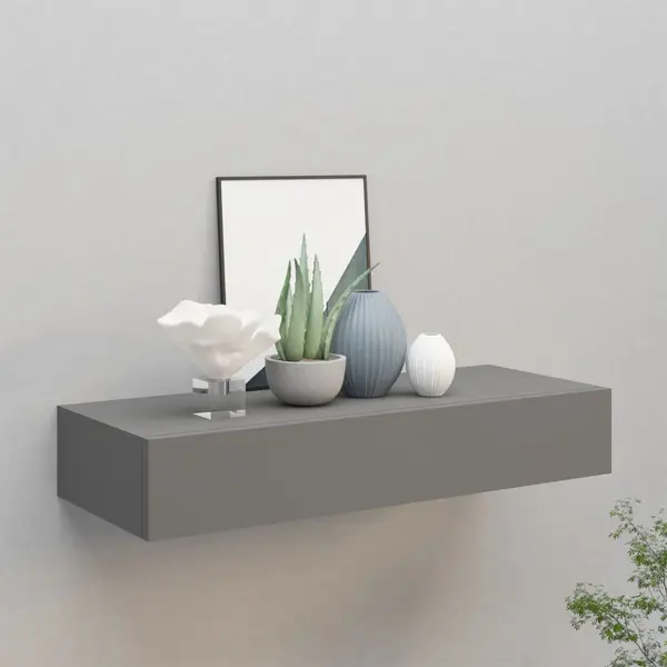 Gossi dulap de perete cu sertar, gri, 60x23,5x10 cm, mdf