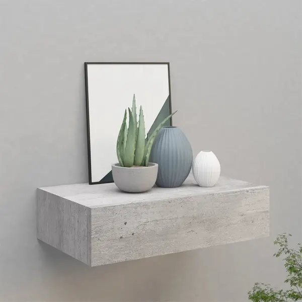 Gossi dulap de perete cu sertare, gri beton, 40x23,5x10 cm, mdf