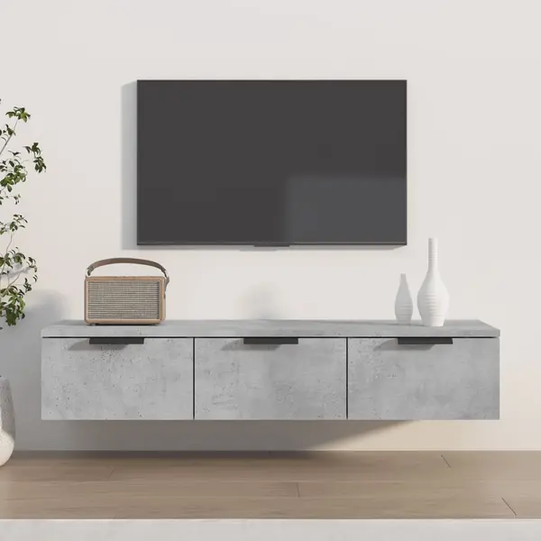 Gossi dulap de perete, gri beton, 102x30x20 cm, lemn compozit