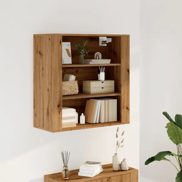 Gossi dulap de perete, stejar artizanal,80x33x80 cm, lemn prelucrat