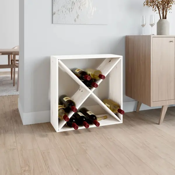 Gossi dulap de vinuri, alb, 62x25x62 cm, lemn masiv de pin