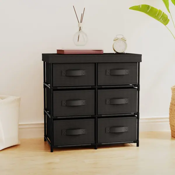 Gossi dulap depozitare cu 6 sertare, negru, 55x29x55 cm, otel