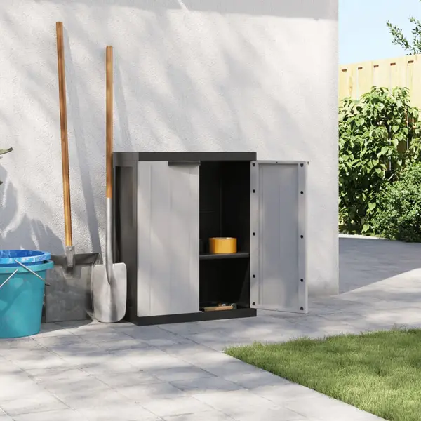 Gossi dulap depozitare de exterior, gri si negru, 65x37x85 cm, pp