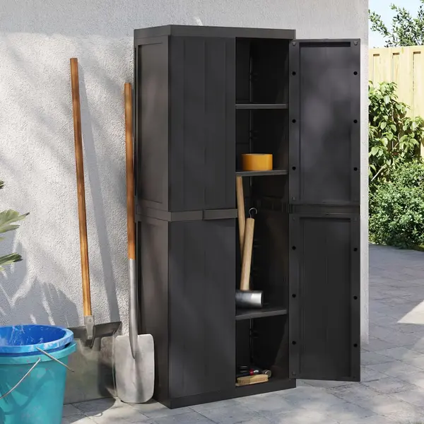 Gossi dulap depozitare de exterior, negru, 65x37x165 cm, pp