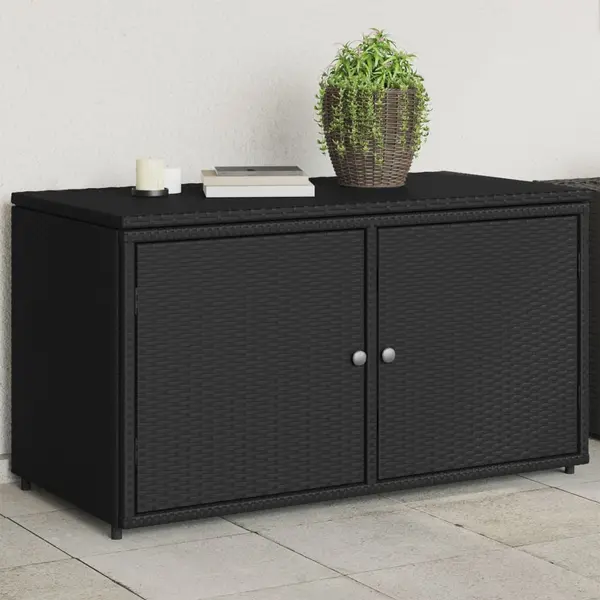 Gossi dulap depozitare de gradina, negru, 110x55x60,5 cm, poliratan