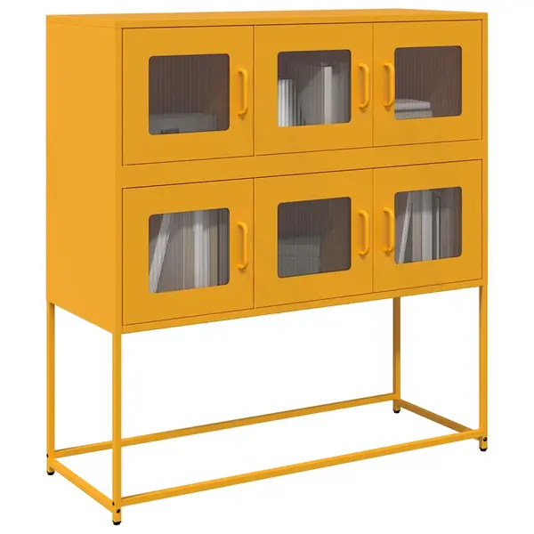 Gossi dulap, galben mustar, 100,5x39x107 cm, otel laminat la rece