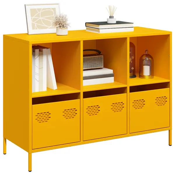 Gossi dulap, galben mustar, 101,5x39x73,5 cm, otel laminat la rece