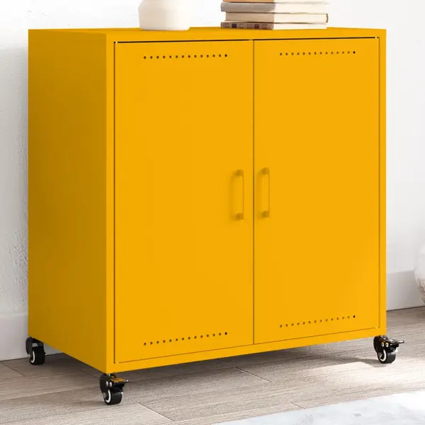 Gossi dulap, galben mustar, 68,5x39x72 cm, otel laminat la rece