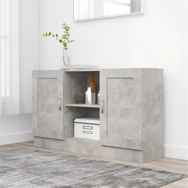 Gossi dulap, gri beton, 120x30,5x70 cm, lemn prelucrat