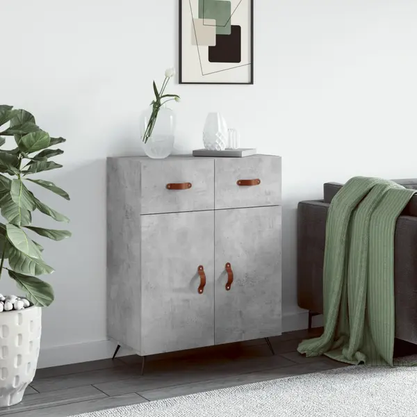 Gossi dulap, gri beton, 69,5x34x90 cm, lemn compozit