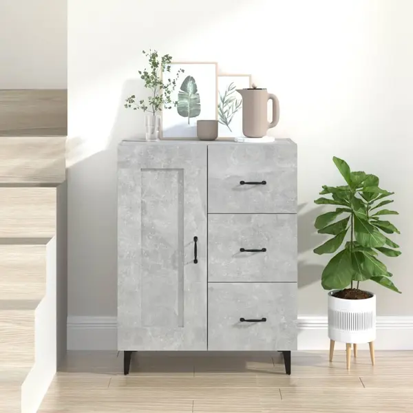 Gossi dulap, gri beton, 69,5x34x90 cm, lemn compozit