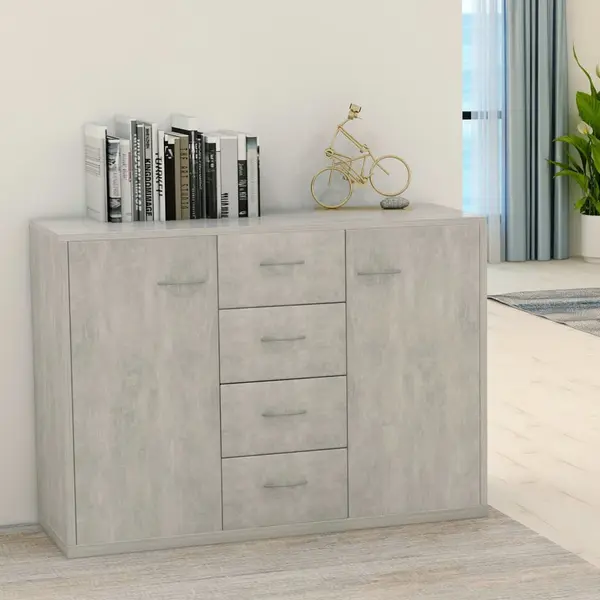 Gossi dulap, gri beton, 88x30x65 cm, lemn prelucrat