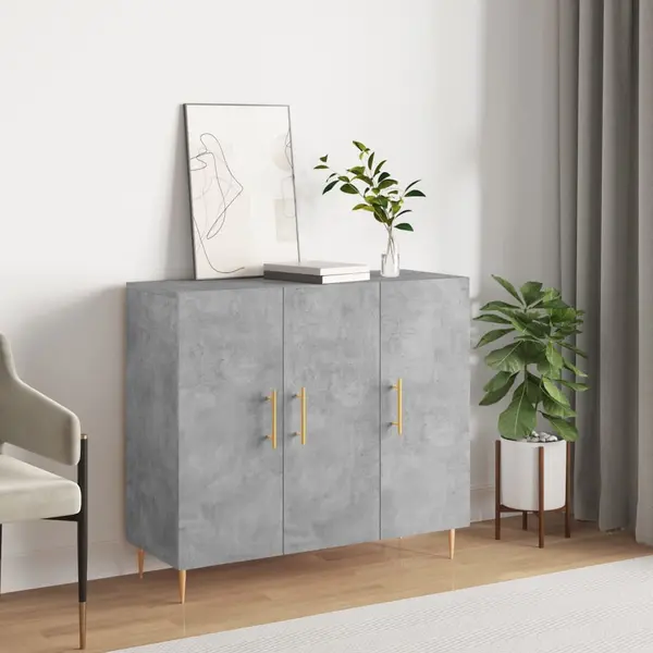 Gossi dulap, gri beton, 90x34x80 cm, lemn compozit