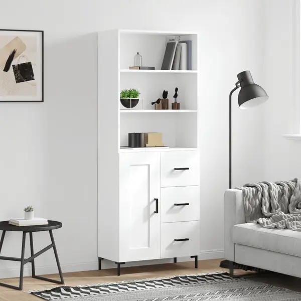 Gossi dulap inalt, alb, 69,5x34x180 cm, lemn compozit