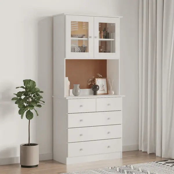 Gossi dulap inalt alta, alb, 77x35x165 cm, lemn masiv de pin