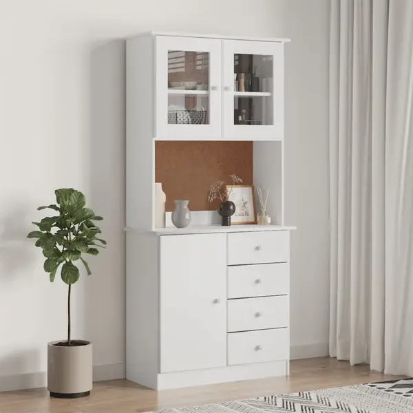 Gossi dulap inalt alta, alb, 77x35x165 cm, lemn masiv de pin