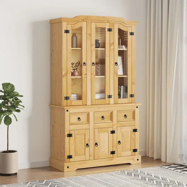 Gossi dulap inalt corona, maro, 112x43x196 cm, lemn masiv pin mexican