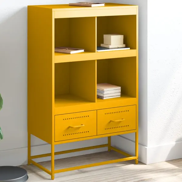 Gossi dulap inalt, galben mustar, 68,5x39x111,5 cm, otel laminat rece