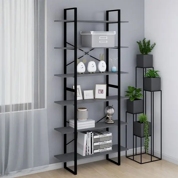 Gossi dulap inalt, gri, 100x30x210 cm, lemn masiv de pin