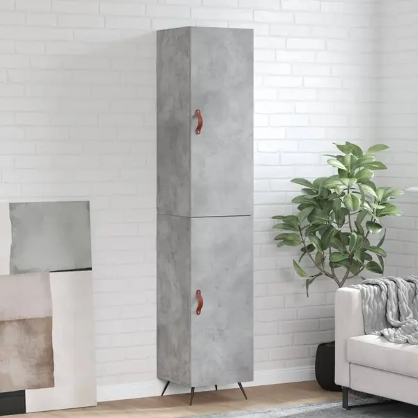 Gossi dulap inalt, gri beton, 34,5x34x180 cm, lemn prelucrat