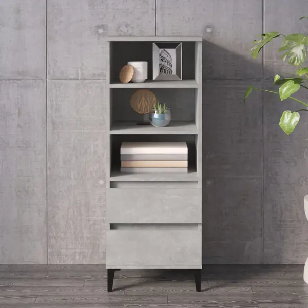 Gossi dulap inalt, gri beton, 40x36x110 cm, lemn compozit