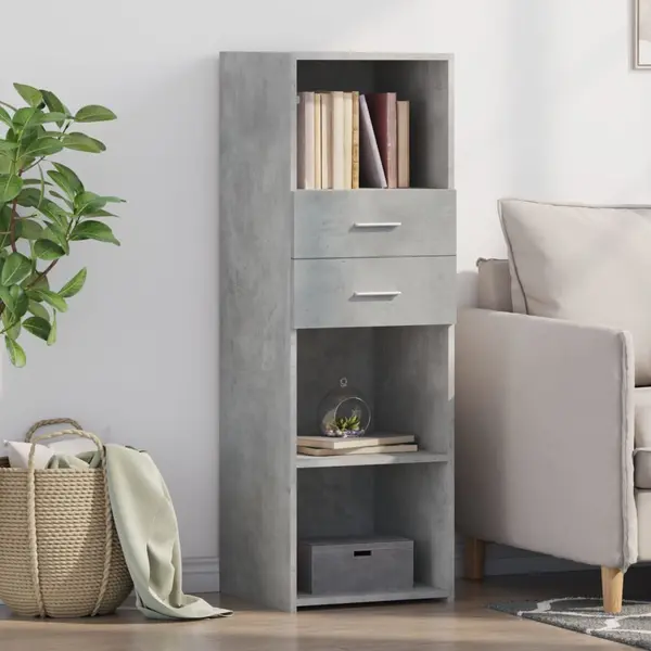 Gossi dulap inalt, gri beton, 40x42,5x124 cm, lemn prelucrat