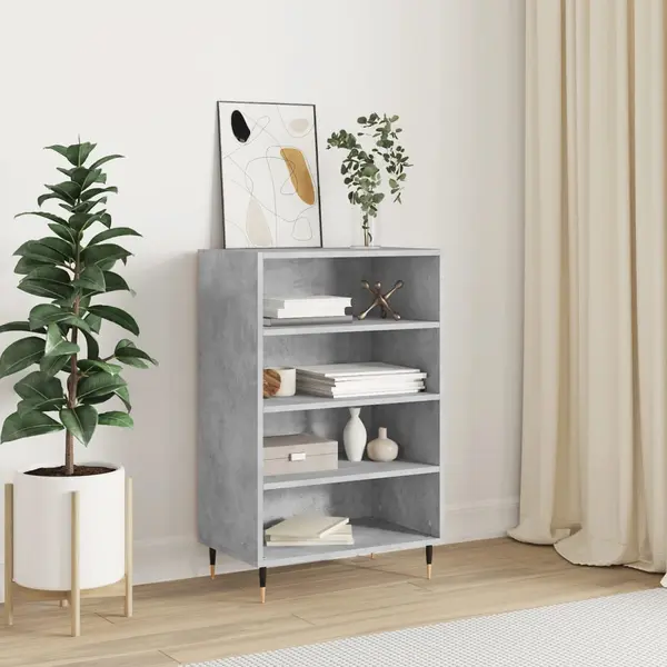 Gossi dulap inalt, gri beton, 57x35x90 cm, lemn compozit