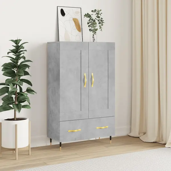 Gossi dulap inalt, gri beton, 69,5x31x115 cm, lemn compozit