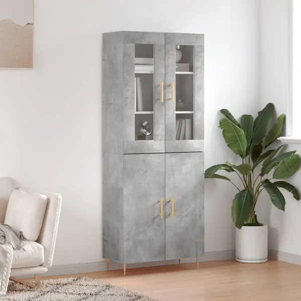 Gossi dulap inalt, gri beton, 69,5x34x180, lemn compozit