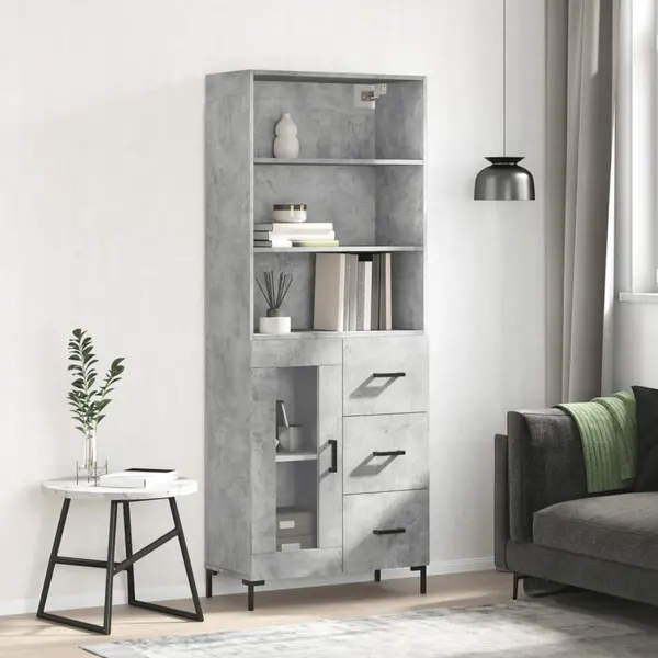 Gossi dulap inalt, gri beton, 69,5x34x180, lemn compozit