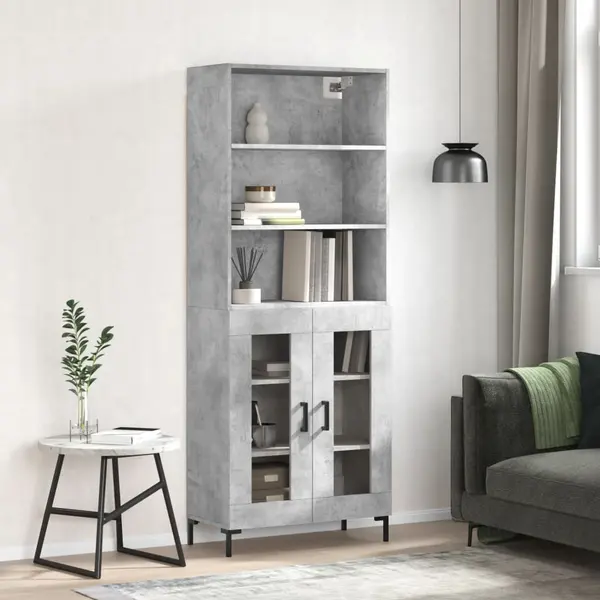Gossi dulap inalt, gri beton, 69,5x34x180, lemn compozit