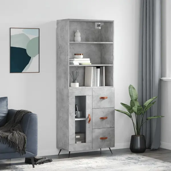 Gossi dulap inalt, gri beton, 69,5x34x180, lemn compozit