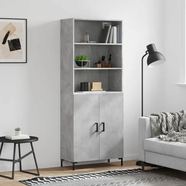 Gossi dulap inalt, gri beton, 69,5x34x180, lemn compozit