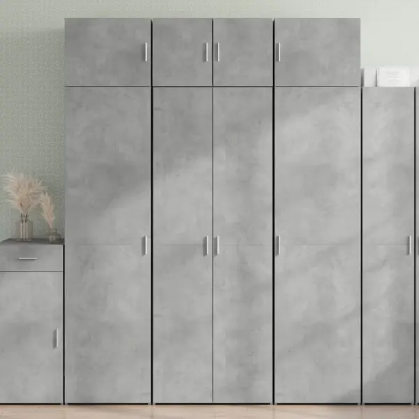 Gossi dulap inalt, gri beton, 70x42,5x185 cm, lemn prelucrat