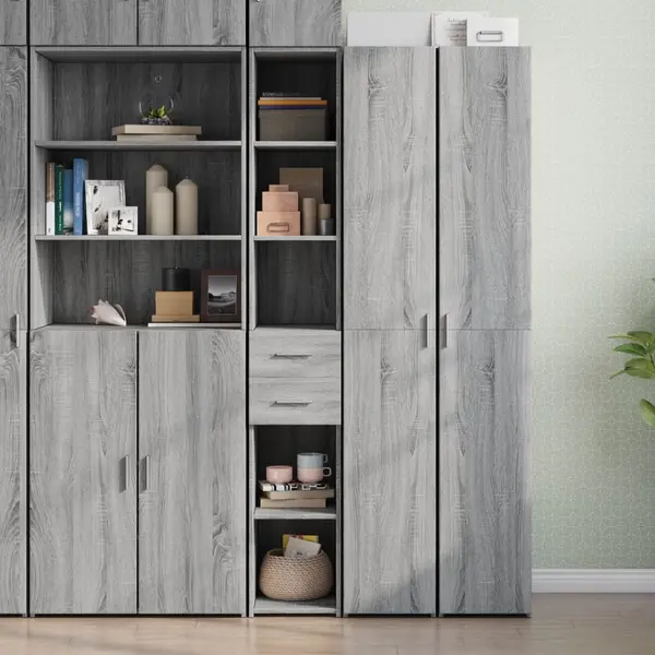 Gossi dulap inalt, gri sonoma, 30x42,5x185 cm, lemn prelucrat