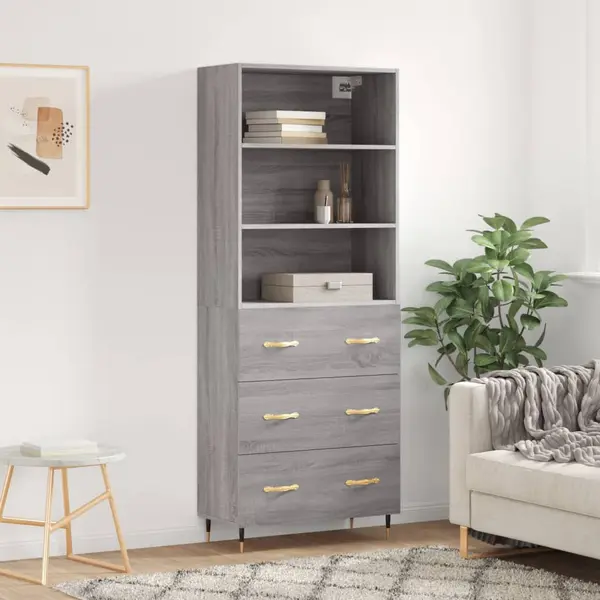 Gossi dulap inalt, gri sonoma, 69,5x34x180 cm, lemn compozit