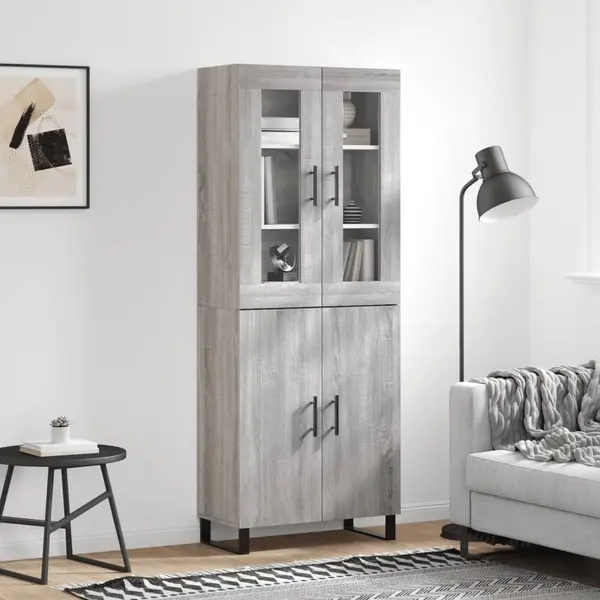 Gossi dulap inalt, gri sonoma, 69,5x34x180 cm, lemn compozit