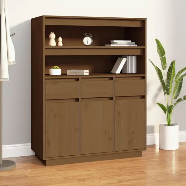 Gossi dulap inalt, maro miere, 89x40x116,5 cm, lemn masiv de pin
