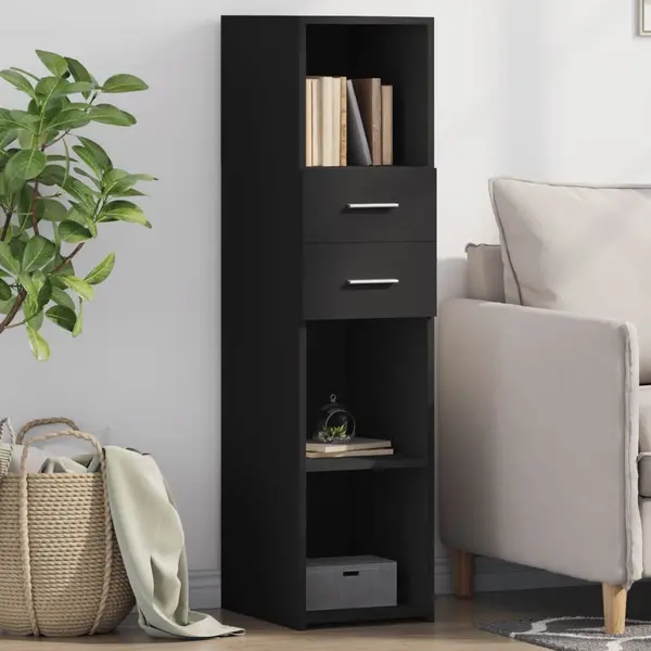Gossi dulap inalt, negru, 30x42,5x124 cm, lemn prelucrat