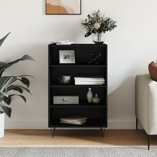 Gossi dulap inalt, negru, 57x35x90 cm, lemn compozit