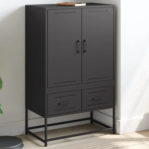 Gossi dulap inalt, negru, 68x39x111,5 cm, otel laminat la rece