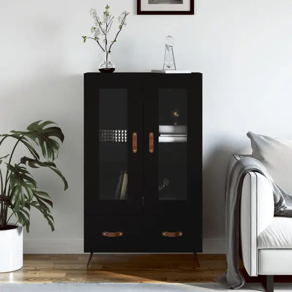 Gossi dulap inalt, negru, 69,5x31x115 cm, lemn prelucrat