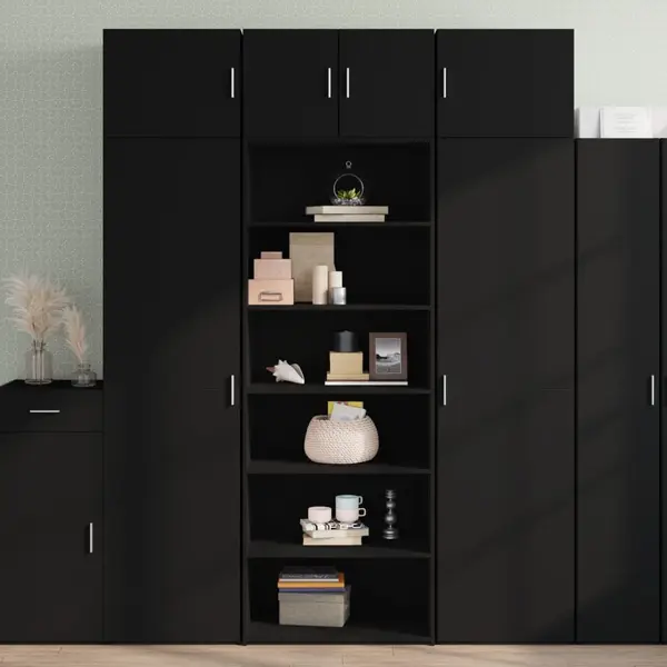 Gossi dulap inalt, negru, 70x41x185 cm, lemn prelucrat