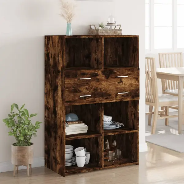 Gossi dulap inalt, stejar fumuriu, 80x42,5x124 cm, lemn prelucrat